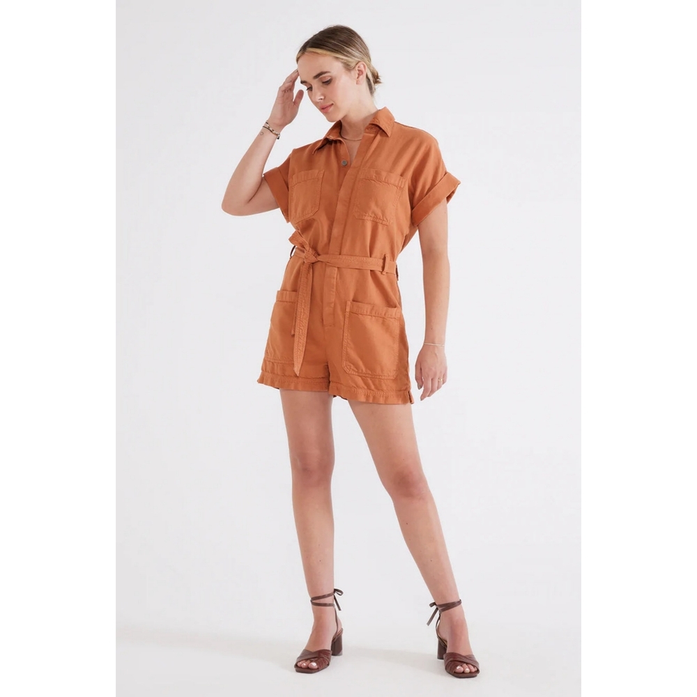 Etica | Adeya Oversized Utility Romper rust orange  NWT